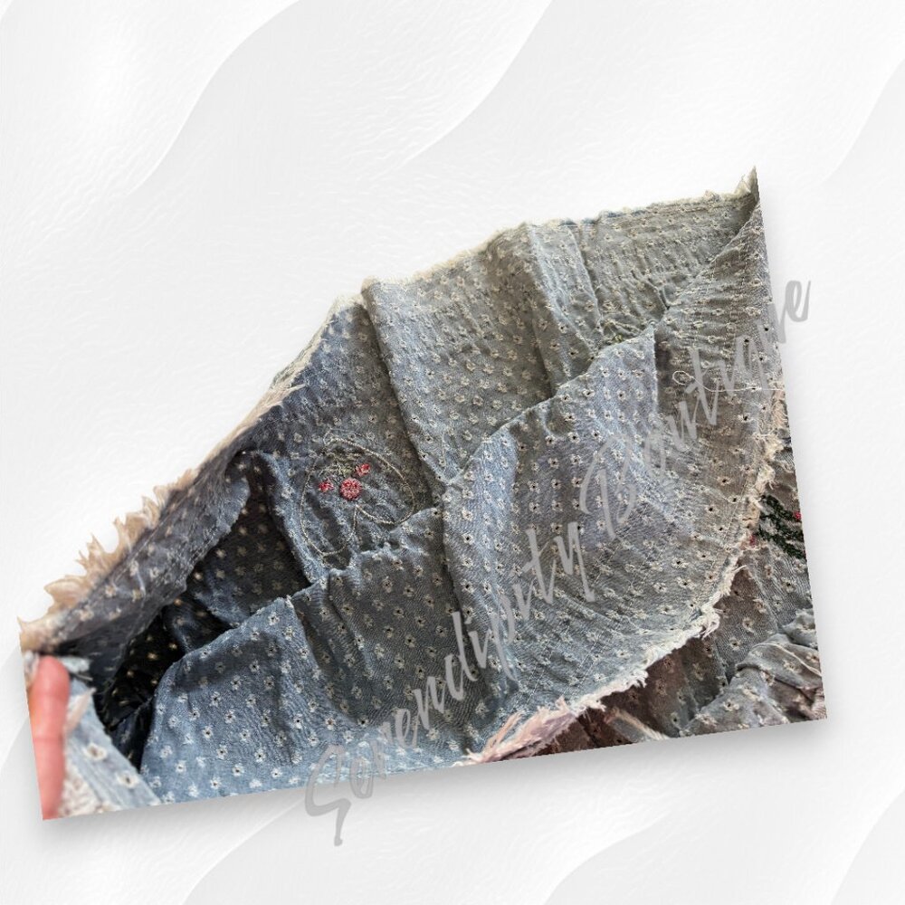 POL Bohemian Girly Cowgirl Strappy Denim Tiered Patchwork Maxi Eyelet Jean Dress - Picture 8 of 12